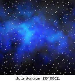 Dark BLUE vector template with neon stars. Decorative illustration with stars on abstract template. Pattern for websites, landing pages.