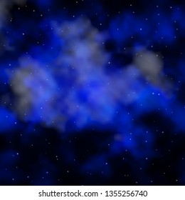 Dark BLUE vector template with neon stars. Colorful illustration in abstract style with gradient stars. Pattern for new year ad, booklets.