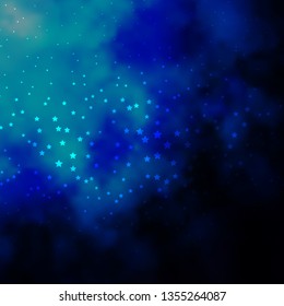 Dark BLUE vector template with neon stars. Colorful illustration with abstract gradient stars. Theme for cell phones.