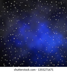 Dark BLUE vector template with neon stars. Decorative illustration with stars on abstract template. Pattern for websites, landing pages.