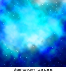 Dark BLUE vector template with neon stars. Shining colorful illustration with small and big stars. Theme for cell phones.