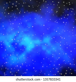 Dark BLUE vector template with neon stars. Shining colorful illustration with small and big stars. Pattern for wrapping gifts.