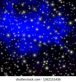 Dark BLUE vector template with neon stars. Decorative illustration with stars on abstract template. Pattern for wrapping gifts.