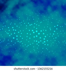 Dark BLUE vector template with neon stars. Colorful illustration with abstract gradient stars. Best design for your ad, poster, banner.