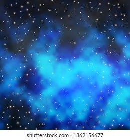 Dark BLUE vector template with neon stars. Blur decorative design in simple style with stars. Best design for your ad, poster, banner.