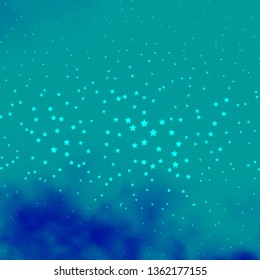 Dark BLUE vector template with neon stars. Decorative illustration with stars on abstract template. Best design for your ad, poster, banner.