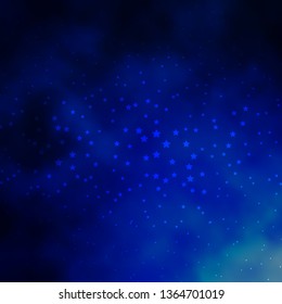 Dark BLUE vector template with neon stars. Modern geometric abstract illustration with stars. Design for your business promotion.