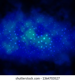 Dark BLUE vector template with neon stars. Shining colorful illustration with small and big stars. Pattern for wrapping gifts.