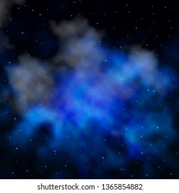 Dark BLUE vector template with neon stars. Modern geometric abstract illustration with stars. Pattern for new year ad, booklets.