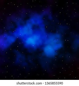 Dark BLUE vector template with neon stars. Decorative illustration with stars on abstract template. Pattern for websites, landing pages.