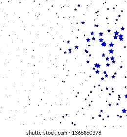Dark BLUE vector template with neon stars. Shining colorful illustration with small and big stars. Theme for cell phones.