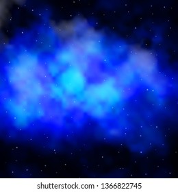 Dark BLUE vector template with neon stars. Shining colorful illustration with small and big stars. Theme for cell phones.