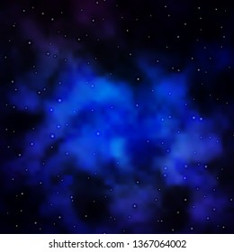 Dark BLUE vector template with neon stars. Modern geometric abstract illustration with stars. Best design for your ad, poster, banner.