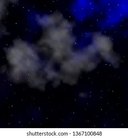 Dark BLUE vector template with neon stars. Colorful illustration in abstract style with gradient stars. Theme for cell phones.