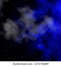 Dark BLUE vector template with neon stars. Decorative illustration with stars on abstract template. Pattern for new year ad, booklets.