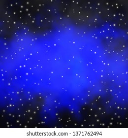 Dark BLUE vector template with neon stars. Blur decorative design in simple style with stars. Design for your business promotion.