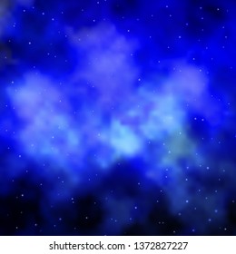 Dark BLUE vector template with neon stars. Shining colorful illustration with small and big stars. Design for your business promotion.