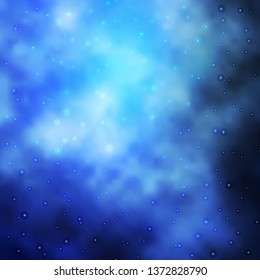 Dark BLUE vector template with neon stars. Decorative illustration with stars on abstract template. Pattern for wrapping gifts.