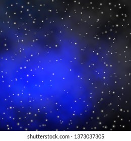 Dark BLUE vector template with neon stars. Modern geometric abstract illustration with stars. Pattern for wrapping gifts.
