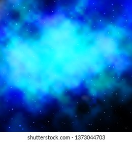 Dark BLUE vector template with neon stars. Colorful illustration in abstract style with gradient stars. Pattern for websites, landing pages.
