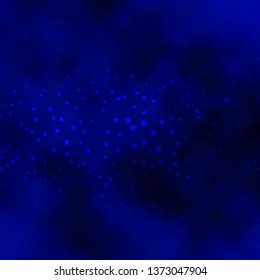 Dark BLUE vector template with neon stars. Colorful illustration in abstract style with gradient stars. Theme for cell phones.