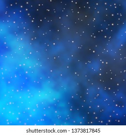 Dark BLUE vector template with neon stars. Blur decorative design in simple style with stars. Design for your business promotion.