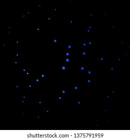 Dark BLUE vector template with neon stars. Modern geometric abstract illustration with stars. Pattern for wrapping gifts.