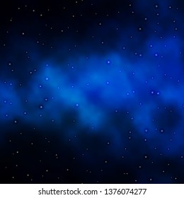 Dark BLUE vector template with neon stars. Decorative illustration with stars on abstract template. Best design for your ad, poster, banner.