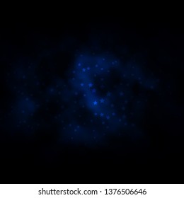 Dark BLUE vector template with neon stars. Blur decorative design in simple style with stars. Best design for your ad, poster, banner.