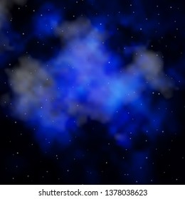 Dark BLUE vector template with neon stars. Blur decorative design in simple style with stars. Best design for your ad, poster, banner.