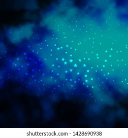 Dark BLUE vector template with neon stars. Colorful illustration with abstract gradient stars. Best design for your ad, poster, banner.