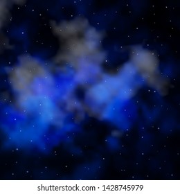 Dark BLUE vector template with neon stars. Colorful illustration with abstract gradient stars. Design for your business promotion.