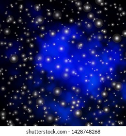 Dark BLUE vector template with neon stars. Decorative illustration with stars on abstract template. Pattern for wrapping gifts.