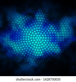 Dark BLUE vector template with neon stars. Colorful illustration in abstract style with gradient stars. Design for your business promotion.