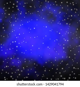 Dark BLUE vector template with neon stars. Colorful illustration in abstract style with gradient stars. Pattern for websites, landing pages.