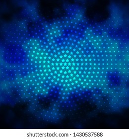 Dark BLUE vector template with neon stars. Shining colorful illustration with small and big stars. Pattern for websites, landing pages.