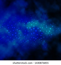 Dark BLUE vector template with neon stars. Colorful illustration in abstract style with gradient stars. Pattern for wrapping gifts.