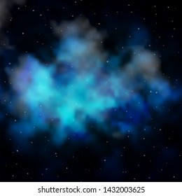 Dark BLUE vector template with neon stars. Colorful illustration in abstract style with gradient stars. Pattern for wrapping gifts.