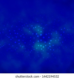 Dark BLUE vector template with neon stars. Colorful illustration in abstract style with gradient stars. Best design for your ad, poster, banner.