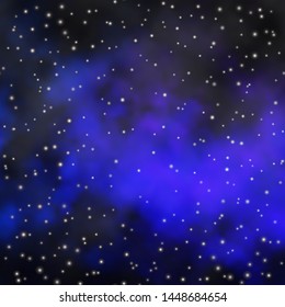 Dark BLUE vector template with neon stars. Blur decorative design in simple style with stars. Pattern for new year ad, booklets.