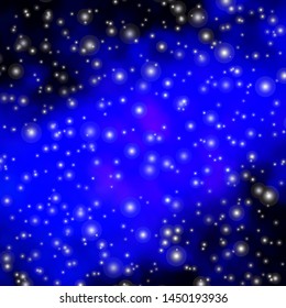 Dark BLUE vector template with neon stars. Blur decorative design in simple style with stars. Pattern for new year ad, booklets.