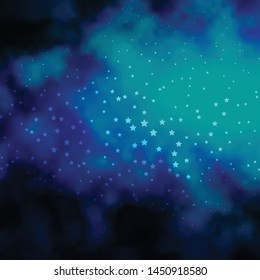Dark BLUE vector template with neon stars. Colorful illustration with abstract gradient stars. Best design for your ad, poster, banner.