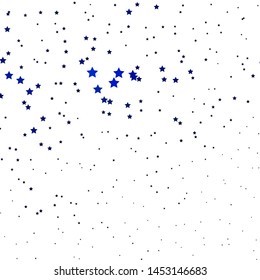 Dark BLUE vector template with neon stars. Shining colorful illustration with small and big stars. Best design for your ad, poster, banner.