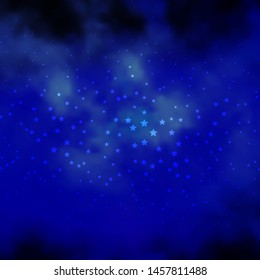 Dark BLUE vector template with neon stars. Decorative illustration with stars on abstract template. Best design for your ad, poster, banner.