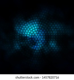 Dark BLUE vector template with neon stars. Shining colorful illustration with small and big stars. Design for your business promotion.