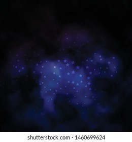 Dark BLUE vector template with neon stars. Colorful illustration in abstract style with gradient stars. Pattern for new year ad, booklets.
