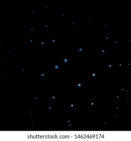 Dark BLUE vector template with neon stars. Decorative illustration with stars on abstract template. Best design for your ad, poster, banner.