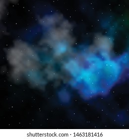 Dark BLUE vector template with neon stars. Blur decorative design in simple style with stars. Design for your business promotion.