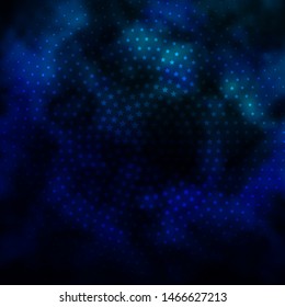 Dark BLUE vector template with neon stars. Decorative illustration with stars on abstract template. Pattern for websites, landing pages.