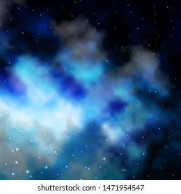 Dark BLUE vector template with neon stars. Decorative illustration with stars on abstract template. Pattern for wrapping gifts.